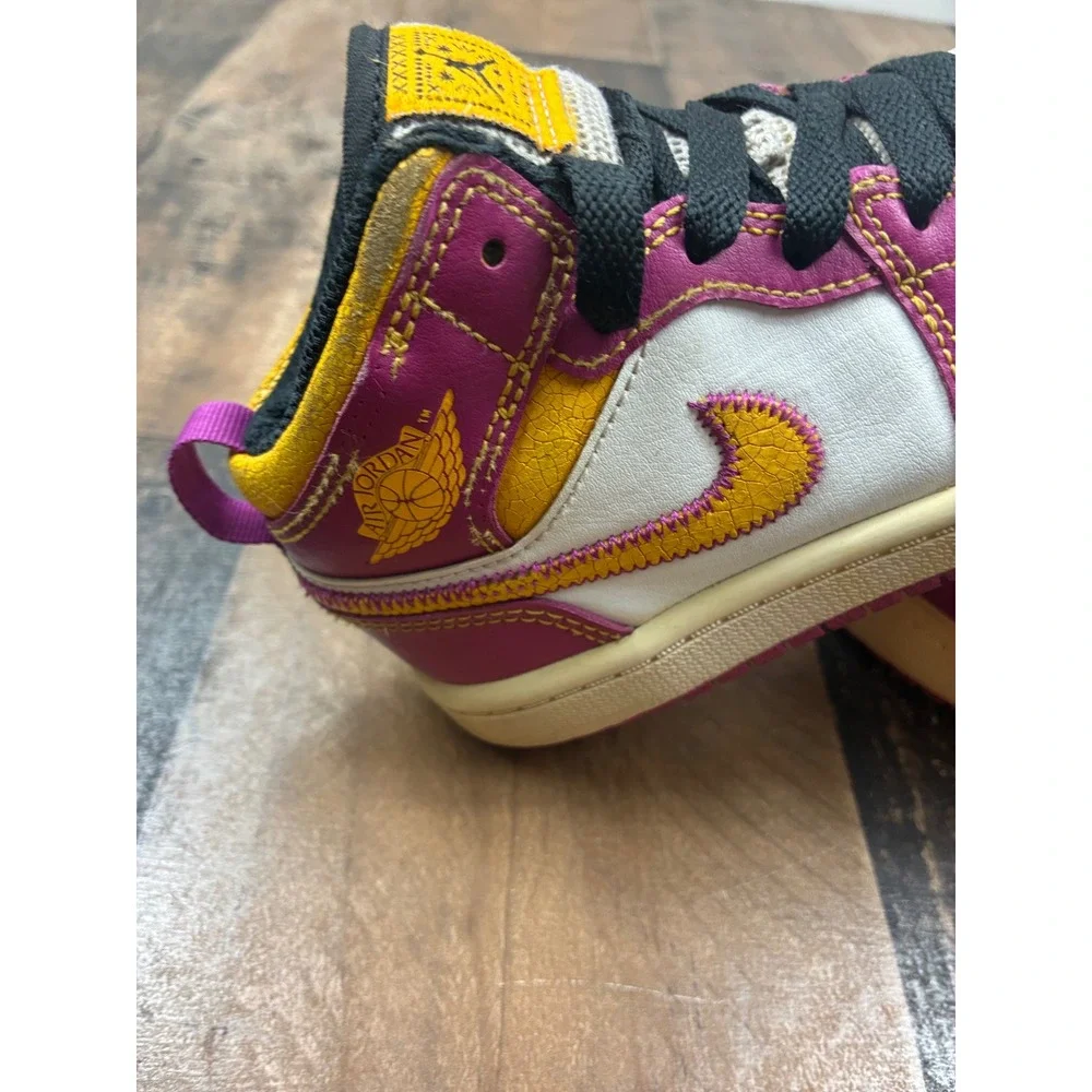 Nike‎ Air Jordan 1 Mid Siempre Familia Para Mi Magenta Yellow DC0503-600 Toddler